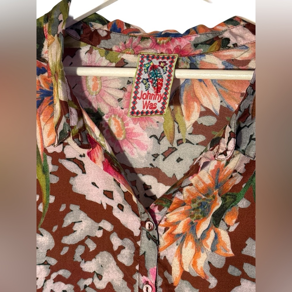 Johnny  Was | Flower Silk Top | OS - Picture 3 of 3